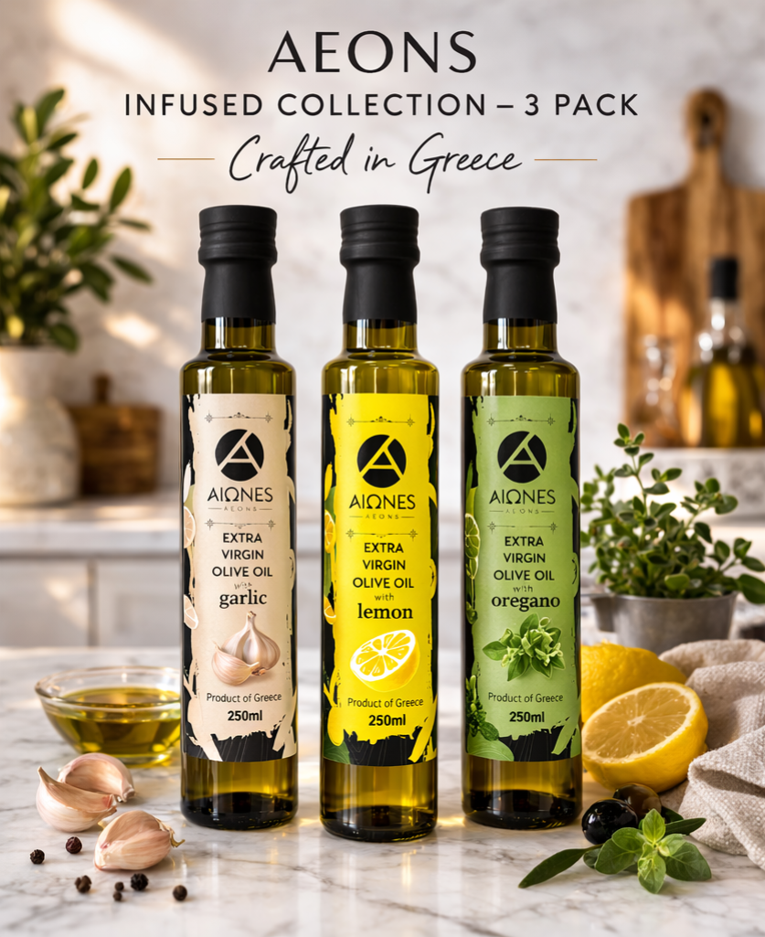 AEONS Infused Collection — Garlic, Lemon & Oregano (3 × 250ml)