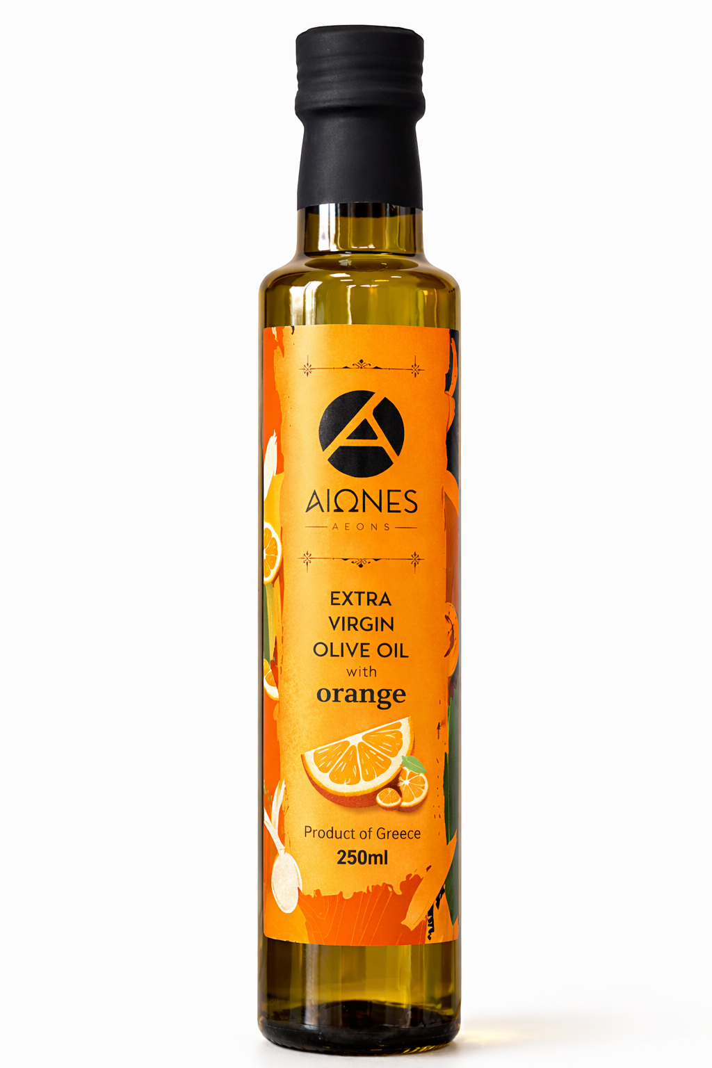 AEONS orange infused extra virgin olive oil 250ml bottle